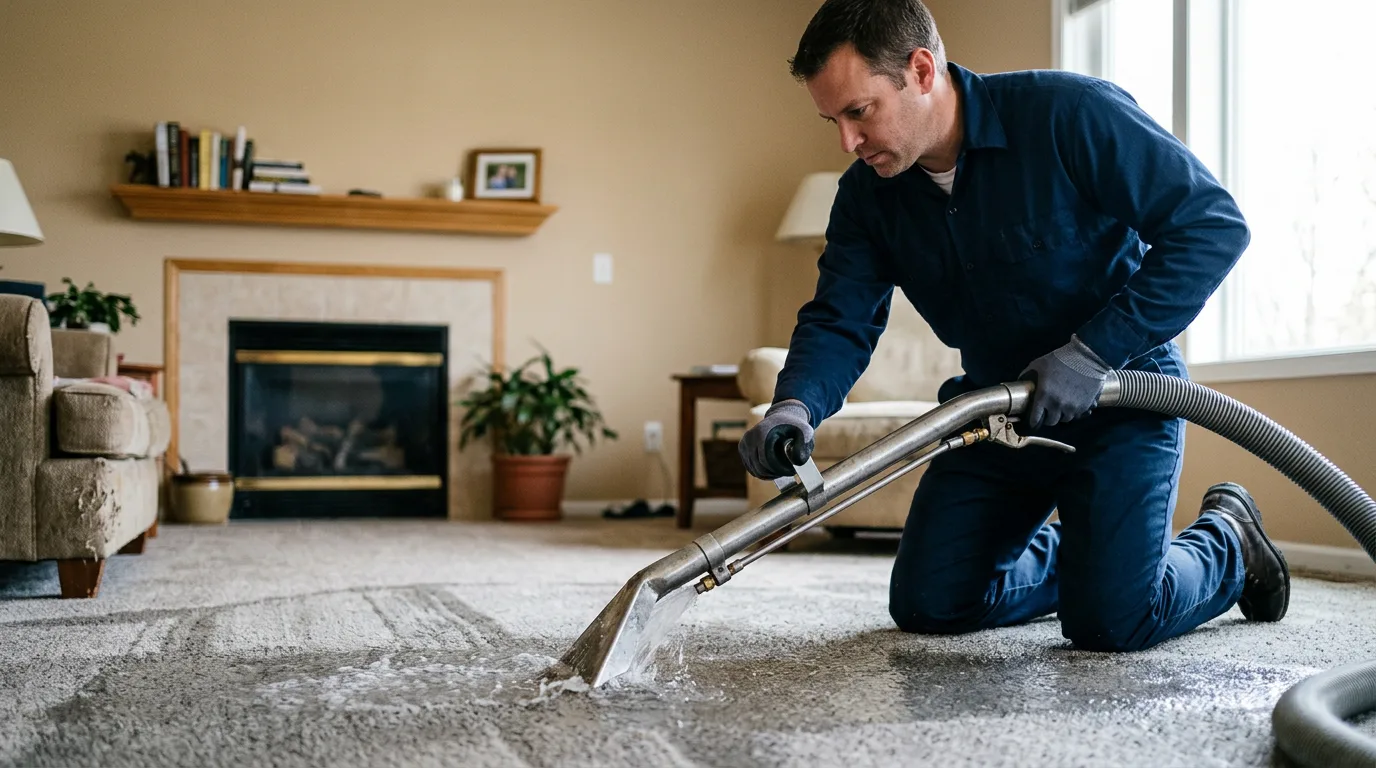 Water damage restoration technician working near Deweese, NE